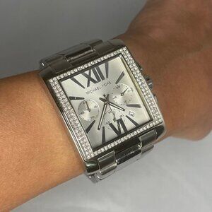 Michael Kors MK5672 Uptown Glam GIA Chronograph Silver Dial Ladies Watch
